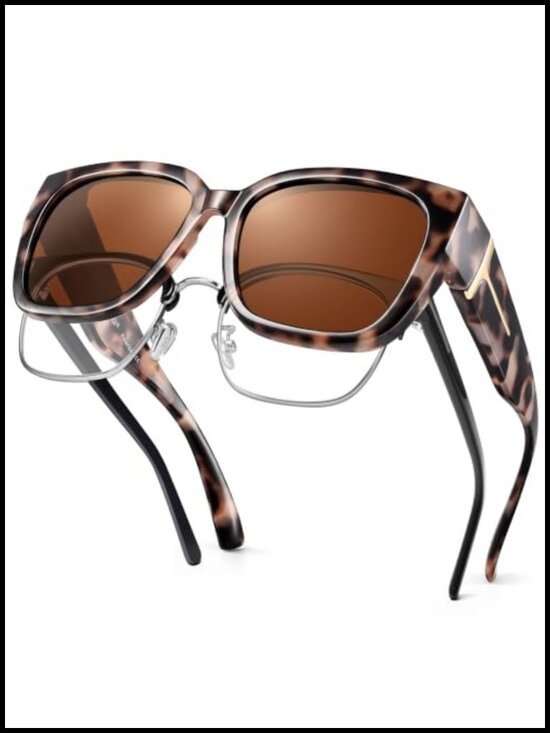 TR90 Polarized Sunglasses Fit Over Glasses UV400 Trendy Square Shades main image 4